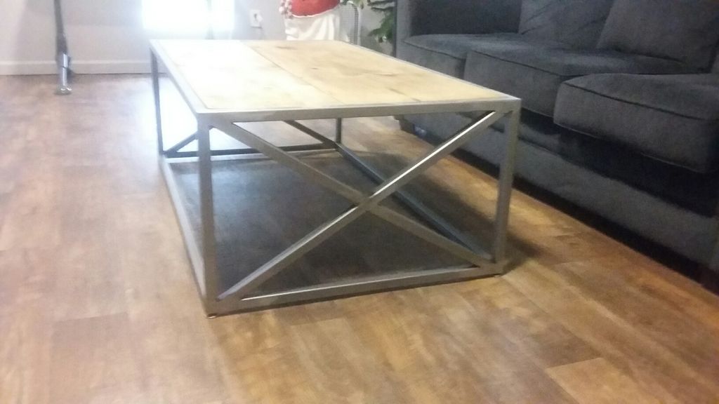Finished Steel Coffee Table with
Repurposed wood t