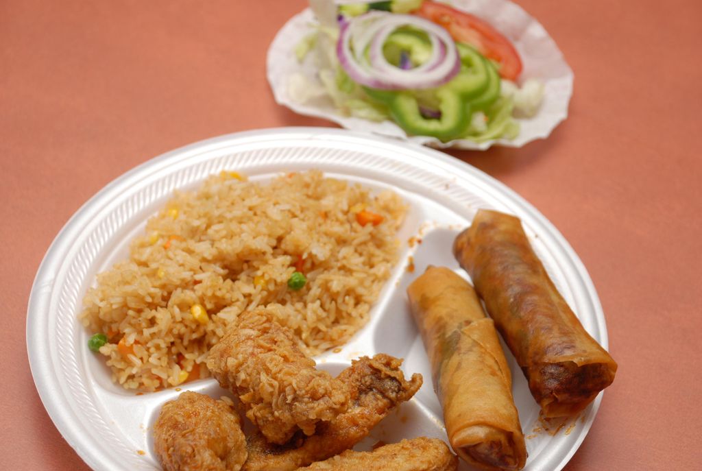 Asian Wings with Egg Rolls and Side Salad