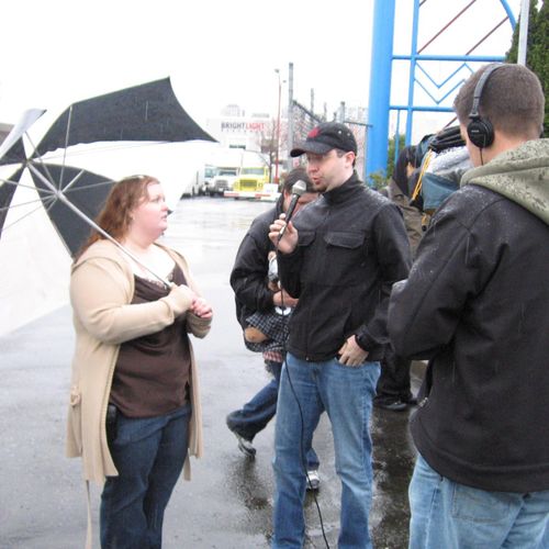 Being interviewed in rainy Vancouver for a former 