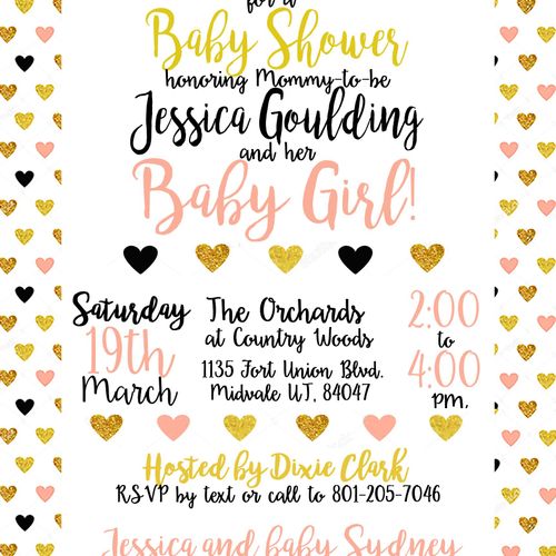 Custom pink/gold Baby Shower invitation