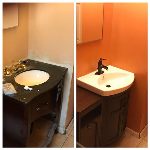 We can paint and install your vanity for you!