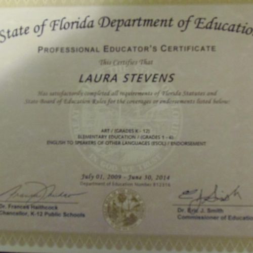 State of Florida Department of Education
Professio