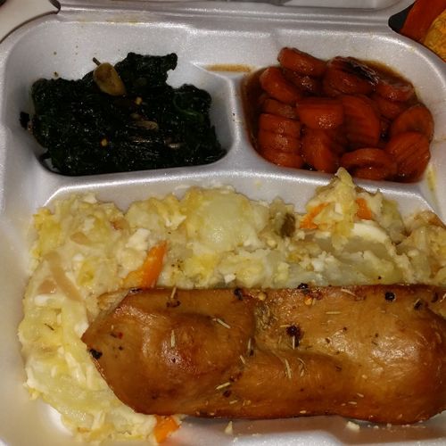 Vegan Duk w/ "Chee-z" Potatoes, Kale & Glazed Carr