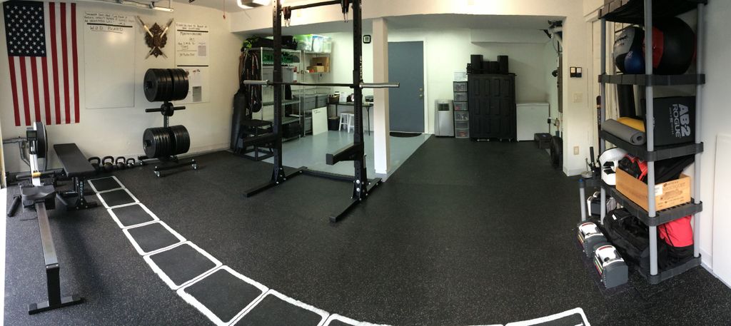 The newly remodeled home gym setup