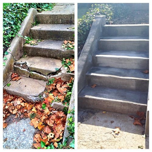 concrete steps; demo, form, pour & finish