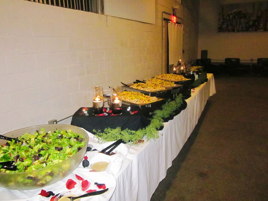 Buffet setup at Lofty Spaces