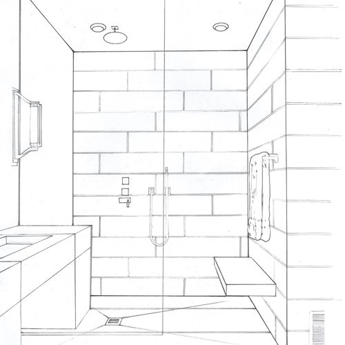 Line Drawing: Bathroom Design