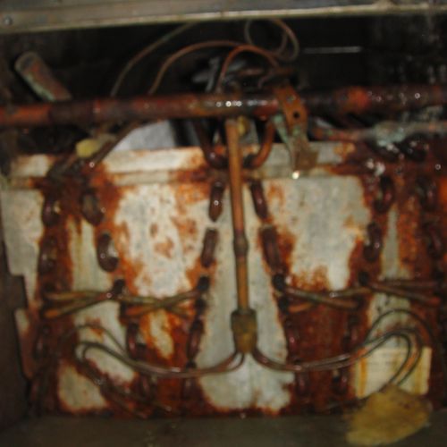 Inside of AC unit full of corrosion