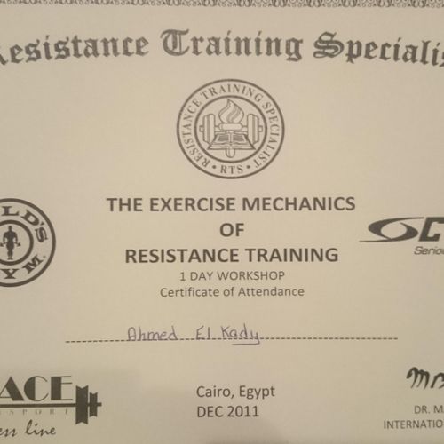 Resistance Training Certificate