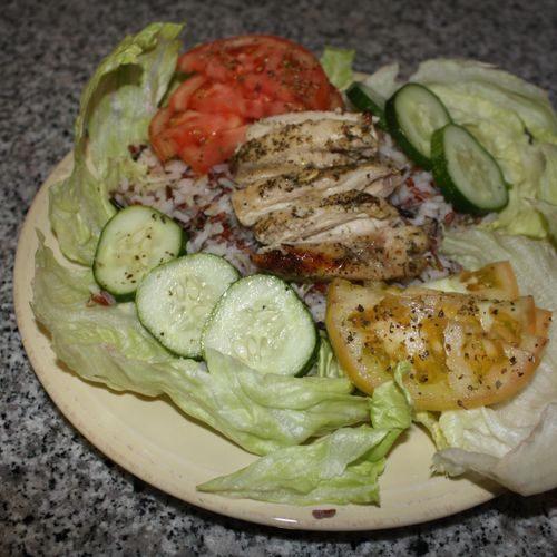 Greek Style Chicken w/ Rice Salad