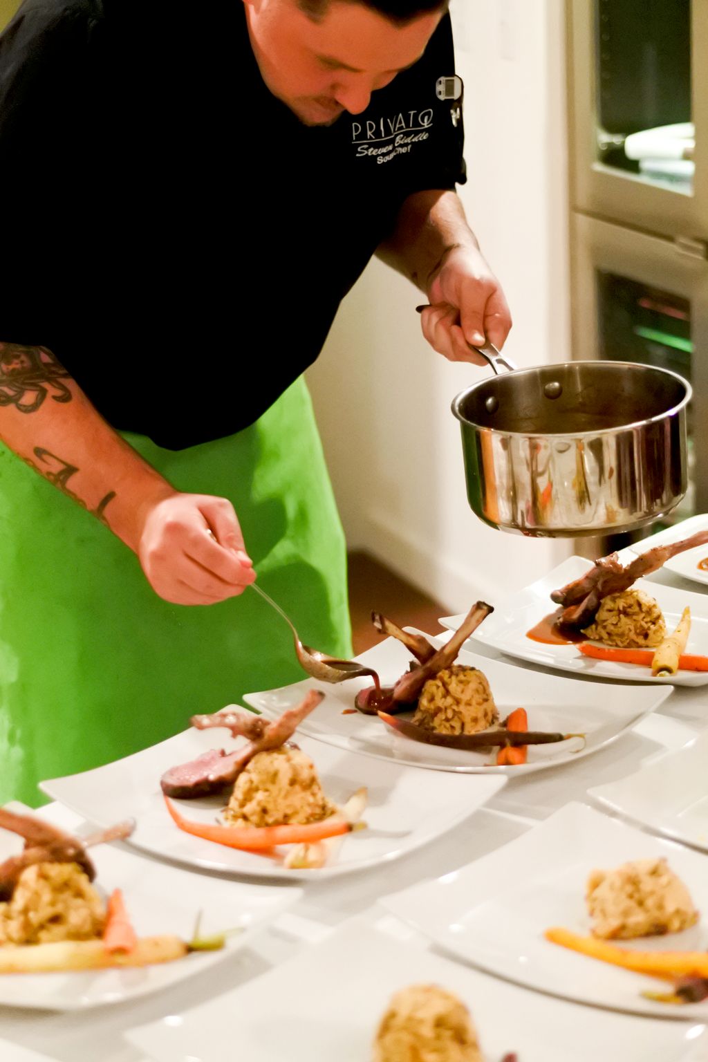 Rack of lamb with wild rice and rainbow carrots