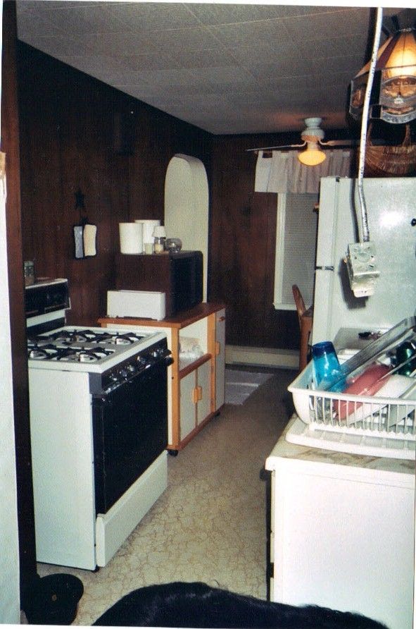 BEFORE:   very very old & tiny kitchen - both entr