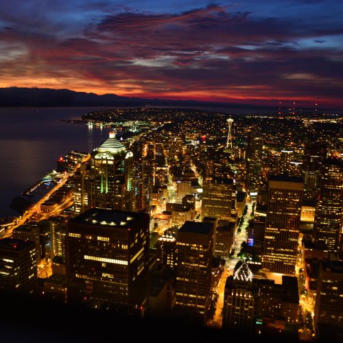 Seattle, WA at sunset.