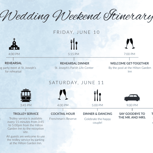 Wedding Itinerary Handout
