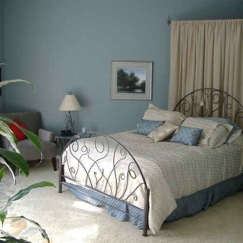 Master Bedroom, custom carpet and tile, paint, cus