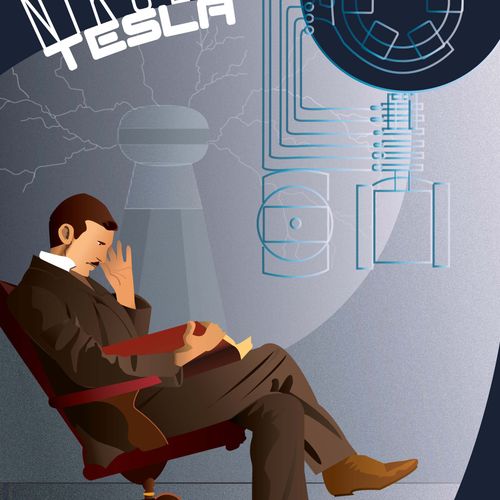 Nikola Tesla Card Illustration