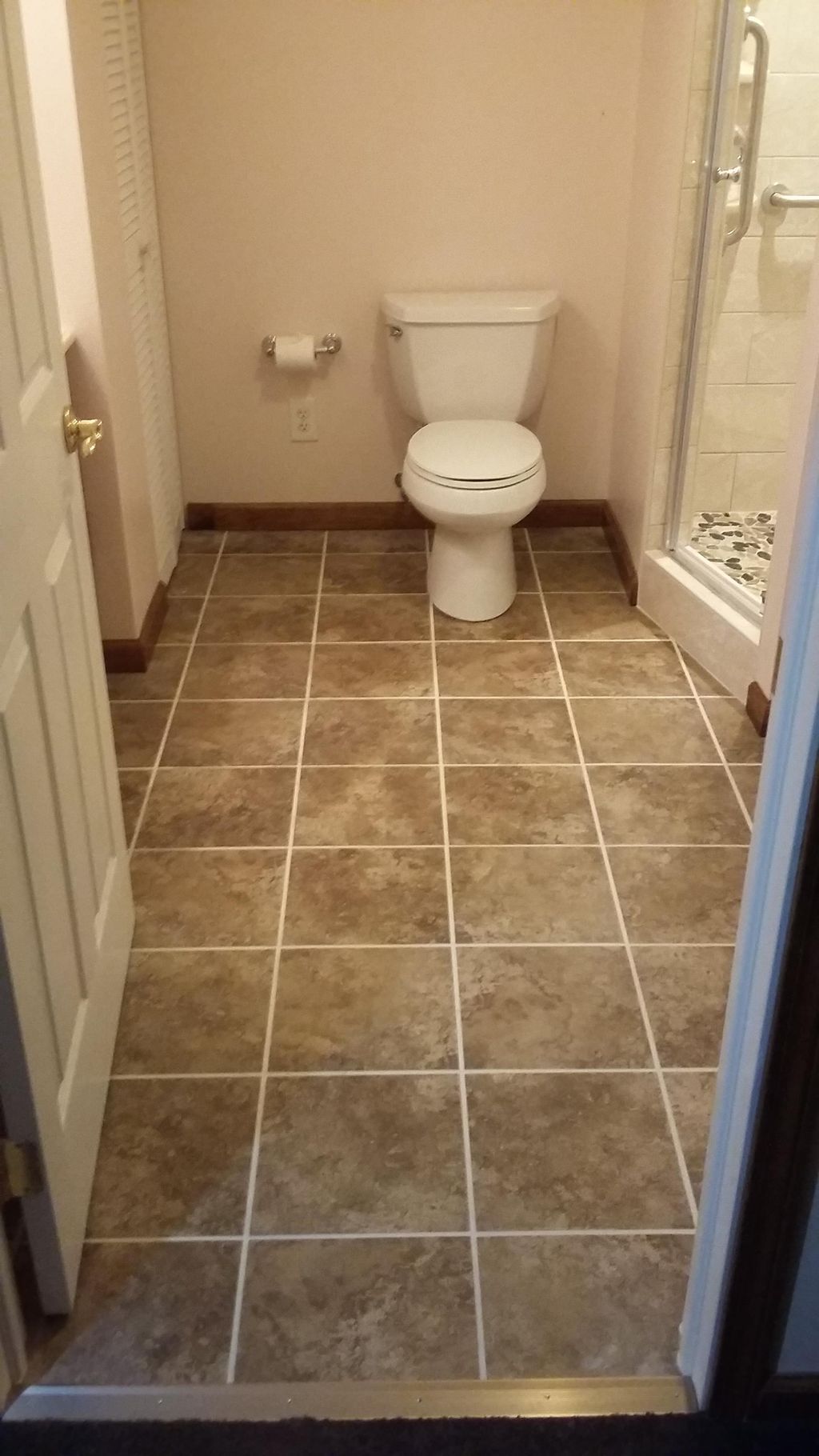 New tile floor new waterproof walk in shower