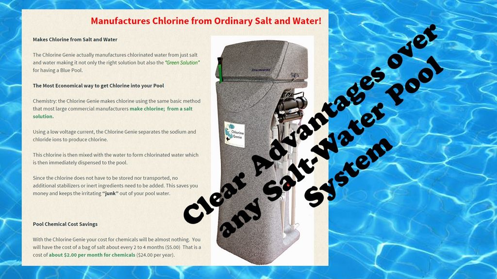 Clear Advantages over Salt Water Pool Systems
