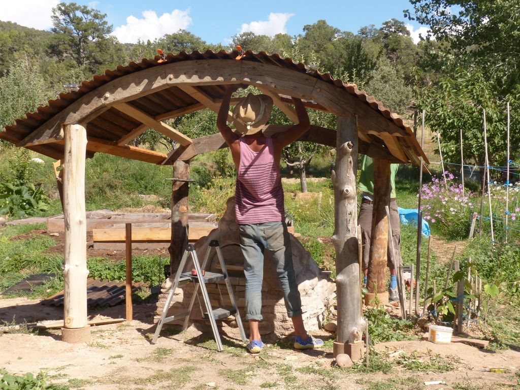 Cob oven shelter almost finished.