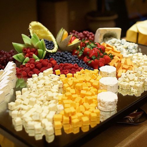 Cheese and fruit start the party!