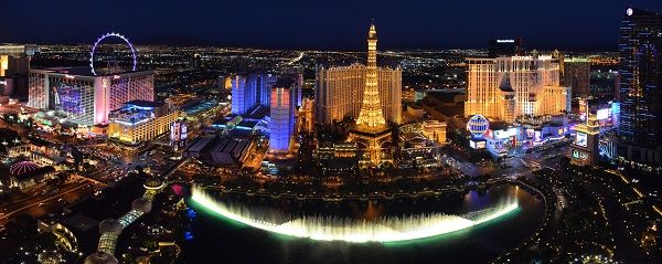 Bellagio's Fountain and Paris' Eiffel Tower