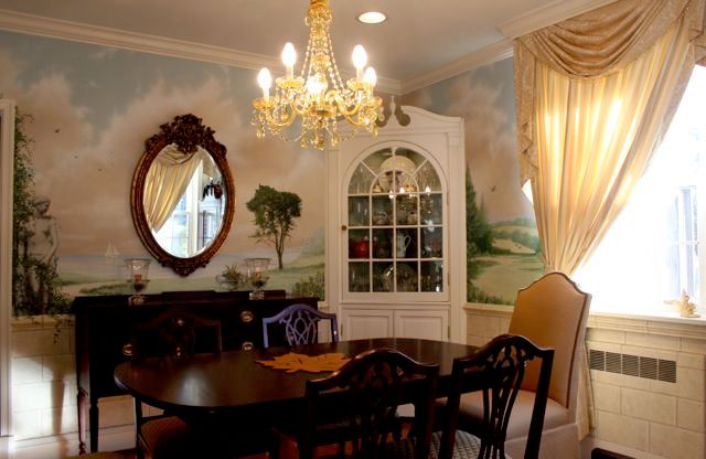 Dining room landscape mural.