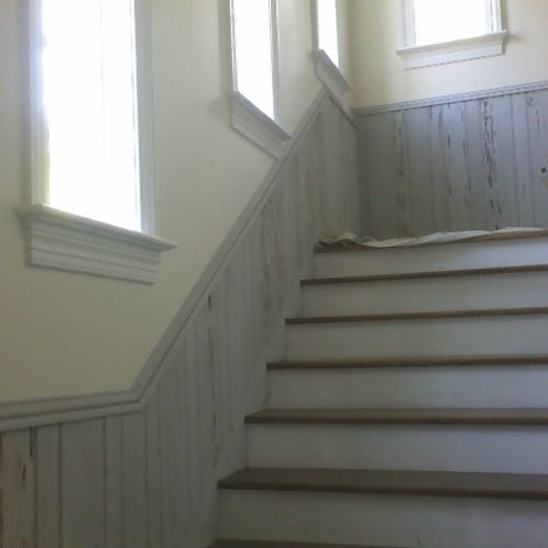 Sea Island Wainscoting and Stairway Installation