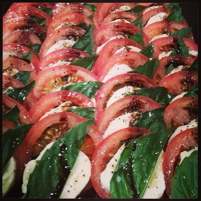 Classic Caprese Salad with Tomatoes, Fresh Mozzare