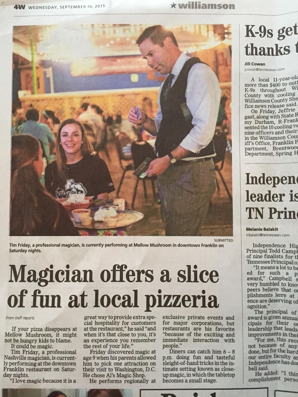Recent article in the Tennessean about me performi