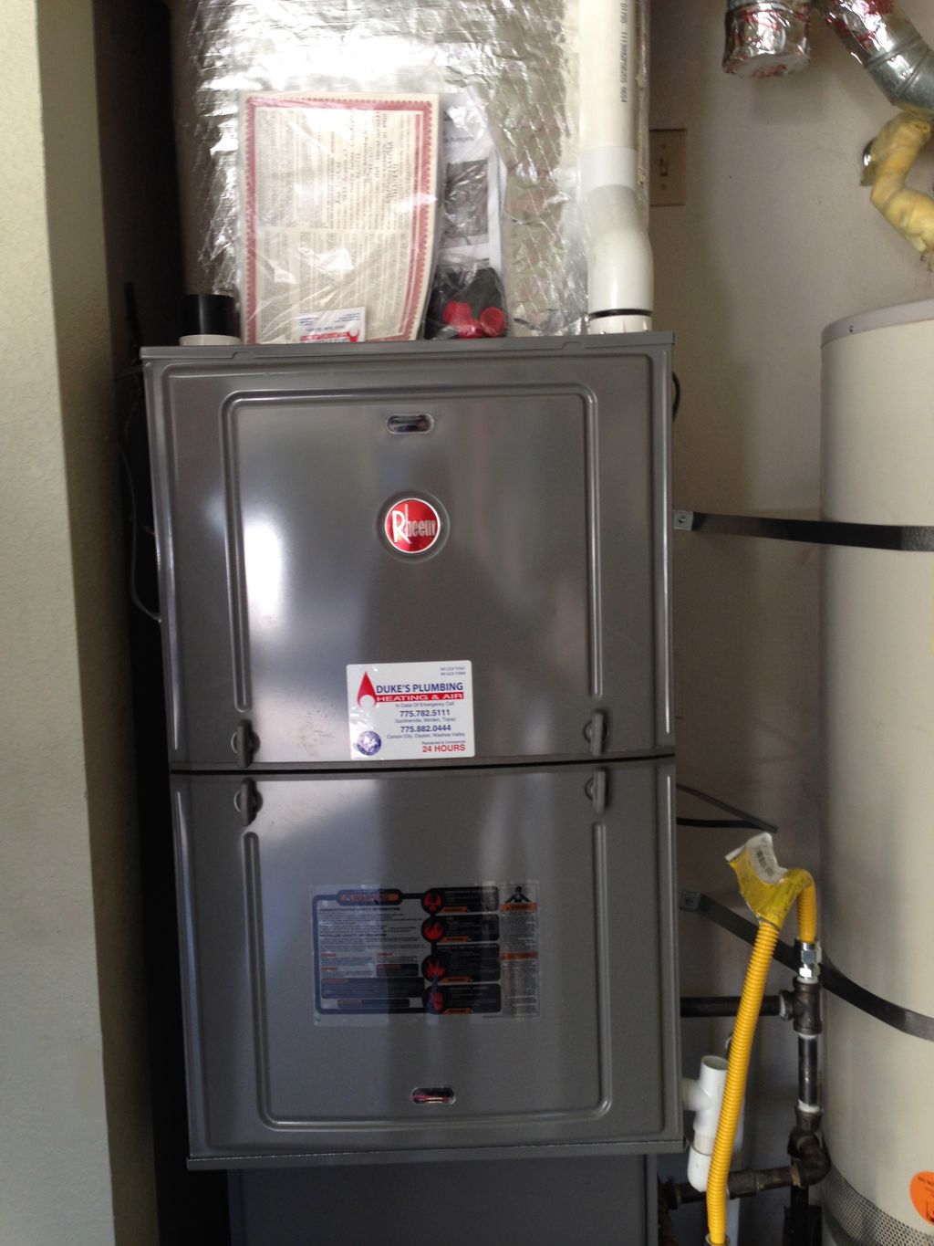 Rheem 95% high efficient furnace installation