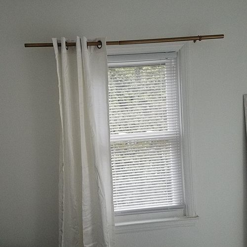 Curtain hung for Airbnb home