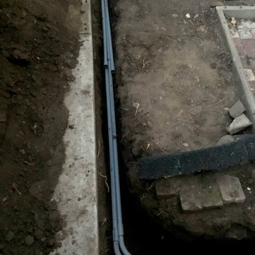 Underground 1-inch PVC conduits servicing power to
