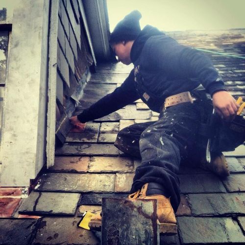 A slate roof dormer repair in Houma LA