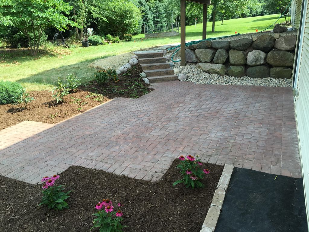 Backyard paver patio and steps.