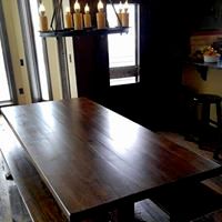 Rustic Oak D/R Table & Benches