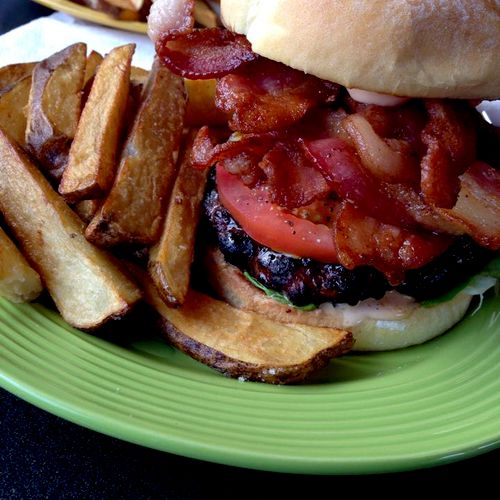 On our Menu~Flame Grilled Extreme Bacon Burger wit
