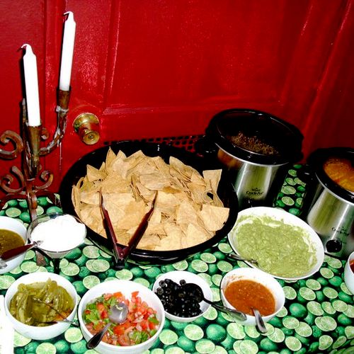 Nacho Bar features 3 types of salsa. Salsa Verde, 