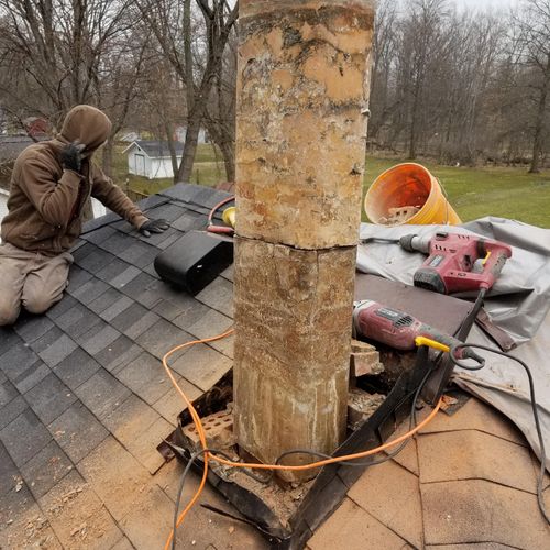 chimney replacement from roof line