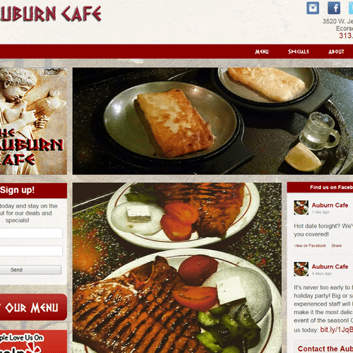 Auburn Cafe Homepage: Web design and development