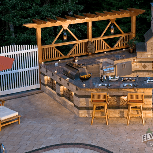 Outdoor Kitchen, Paver Patio, and Linered Pool