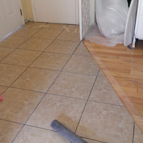 Floor tiling.