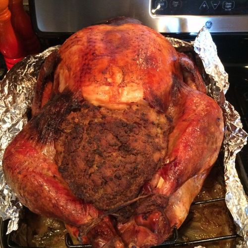 Turkey with homemade stuffing!