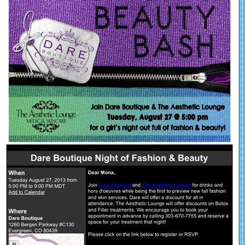 HTML Email campaign for Dare Boutique in Evergreen