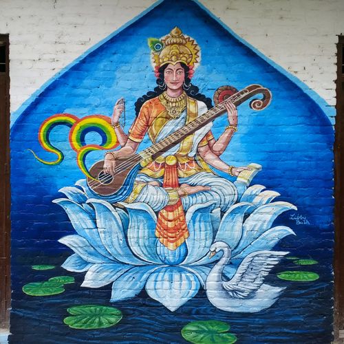 Mural of Goddess Sarasvati donated to elementary s