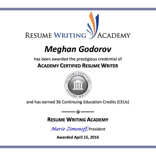 Academy Certified Resume Writer 
Resume Writing Ac