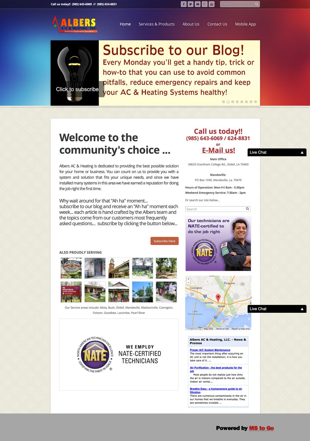 Sample Website, www.albersairconditioning.com