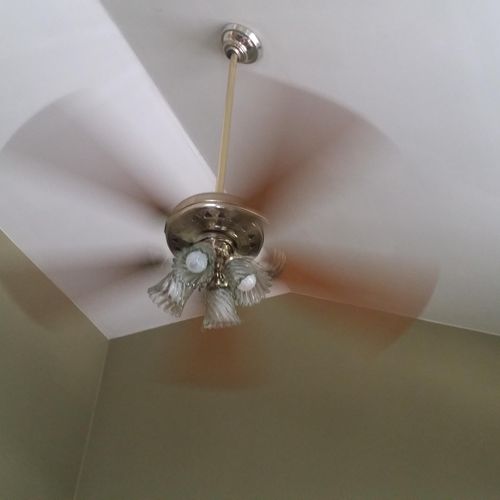 Your basic 52" ceiling fan, mounted in a vaulted c