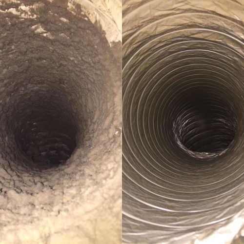 Deep cleaning for a Flax Duct (before and after)