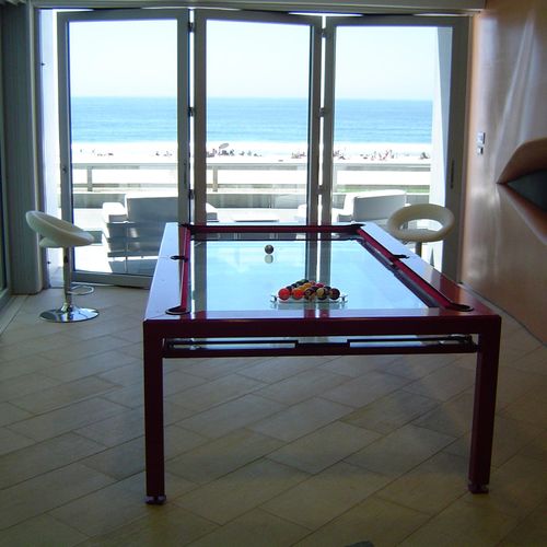 G-4 Glass Top Pool Table by Nottage Designs instal