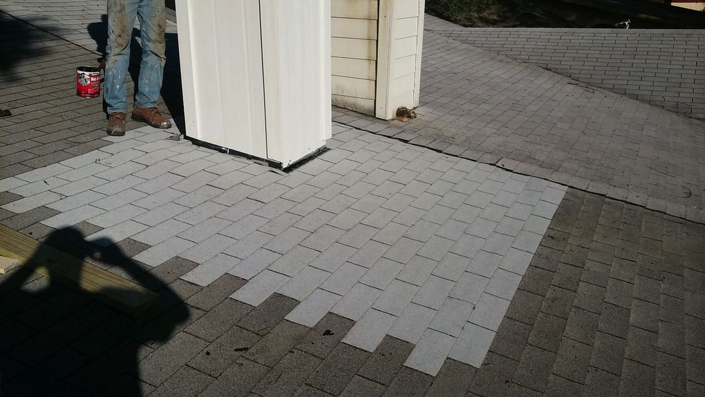 After chimney repair. New flashing, replacing the 